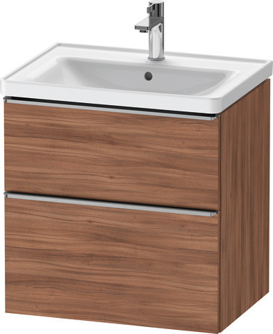 Duravit D-Neo Waschtischunterbau wandhängend mit Möbelgriff Edelstahl gebürstet