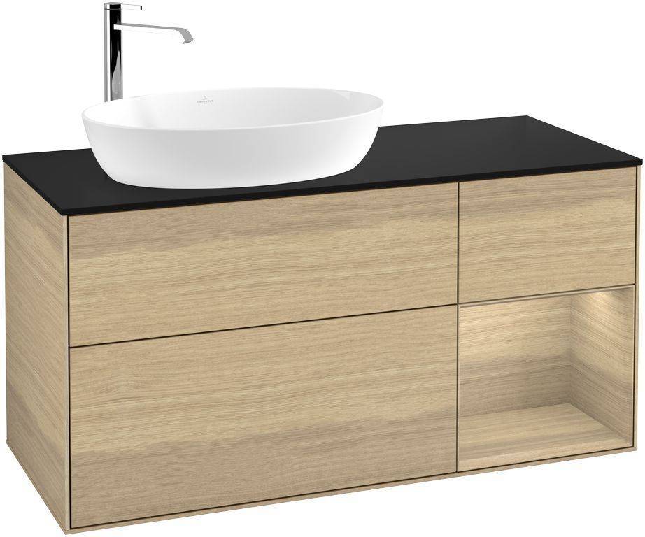 Villeroy & Boch Finion Waschtischunterschrank 1200 x 603 x 501mm, Abdeckplatte schwarz matt
