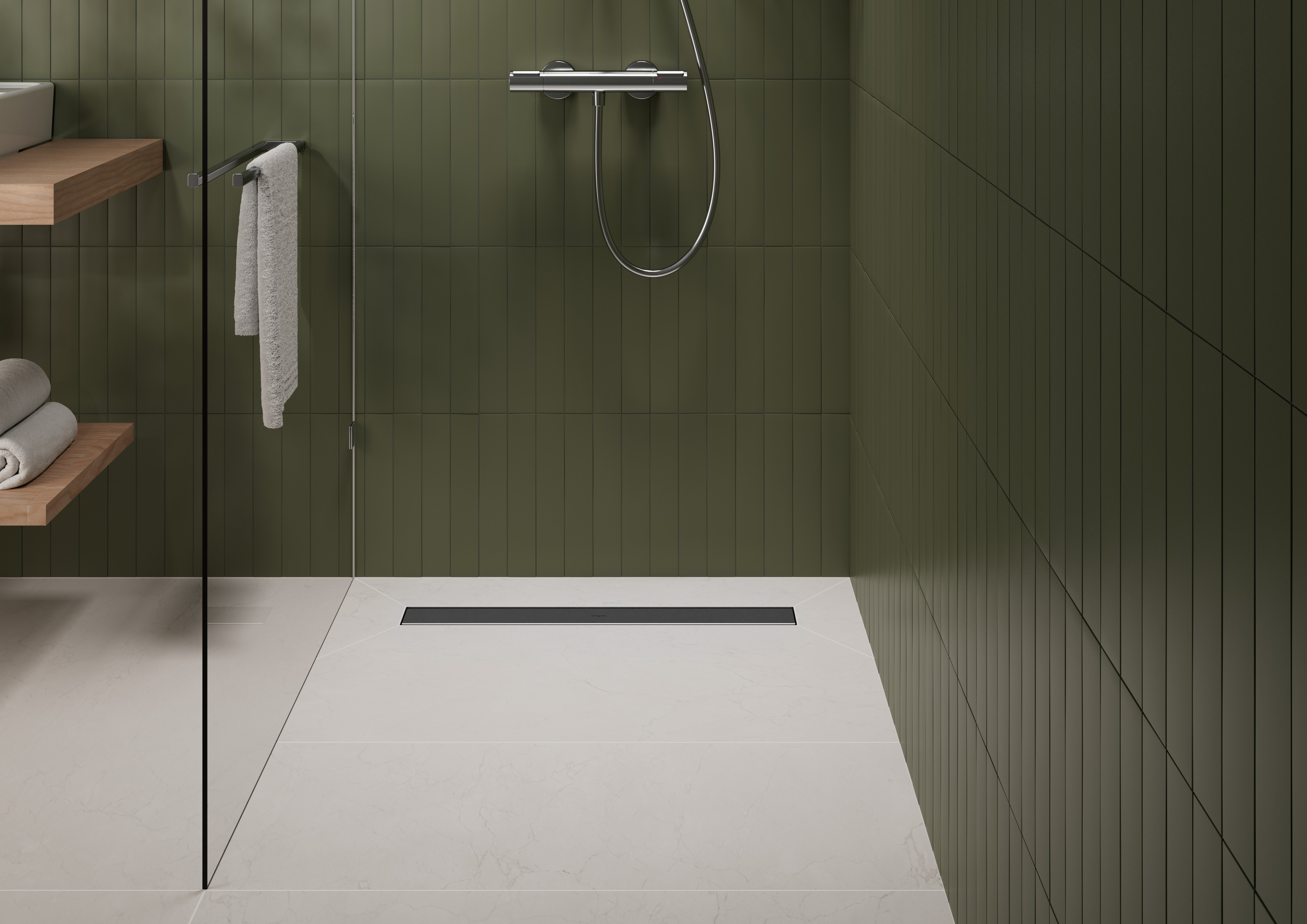 RainDrain Go Komplettset Duschrinne 1000 rückseitig befliesbar für Standard-/flache Installation