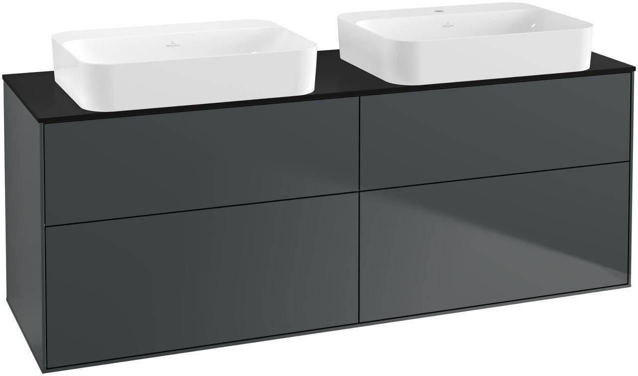 Villeroy & Boch Finion Waschtischunterschrank 1600 x 603 x 501mm, Abdeckplatte schwarz matt