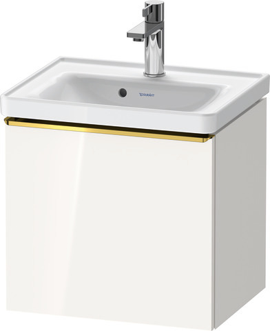 Duravit D-Neo Waschtischunterbau wandhängend mit Möbelgriff Gold poliert