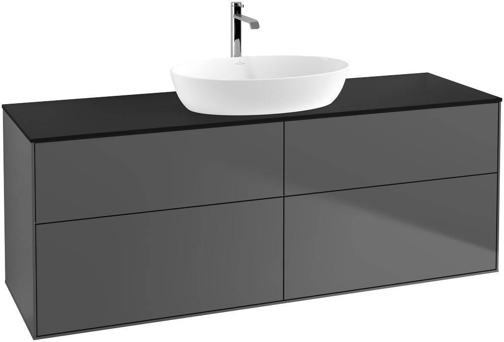 Villeroy & Boch Finion Waschtischunterschrank 1600 x 603 x 501mm, Abdeckplatte schwarz matt