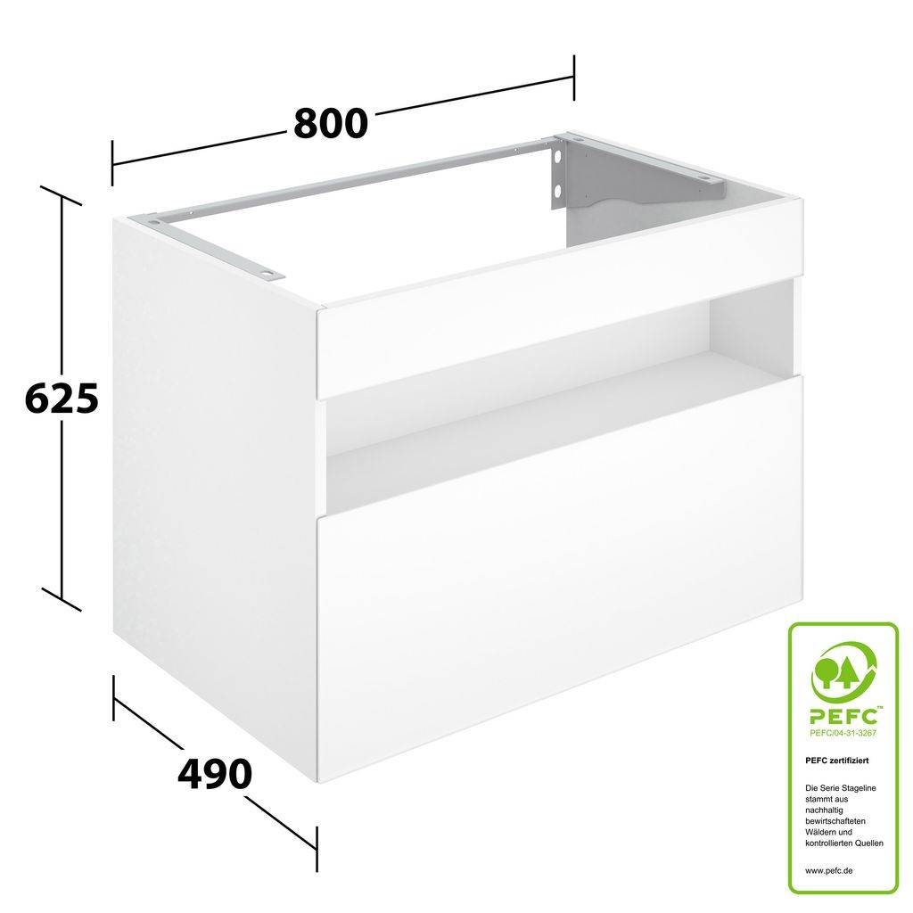 Stageline Waschtischunterbau für  Keramik-Waschtisch, 800mm