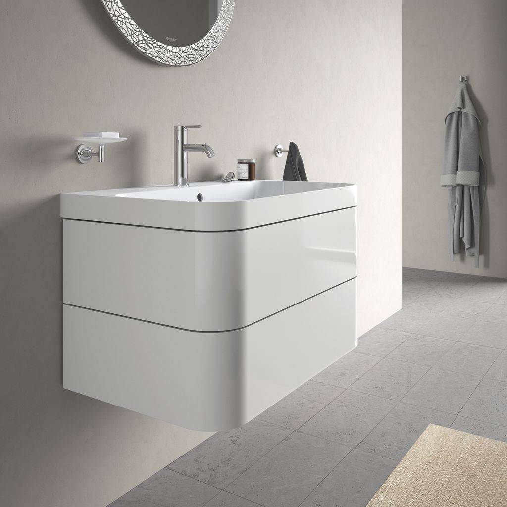Happy D.2 Plus Möbelwaschtisch c-bonded mit Unterbau, wandhängend, 775 x 490mm