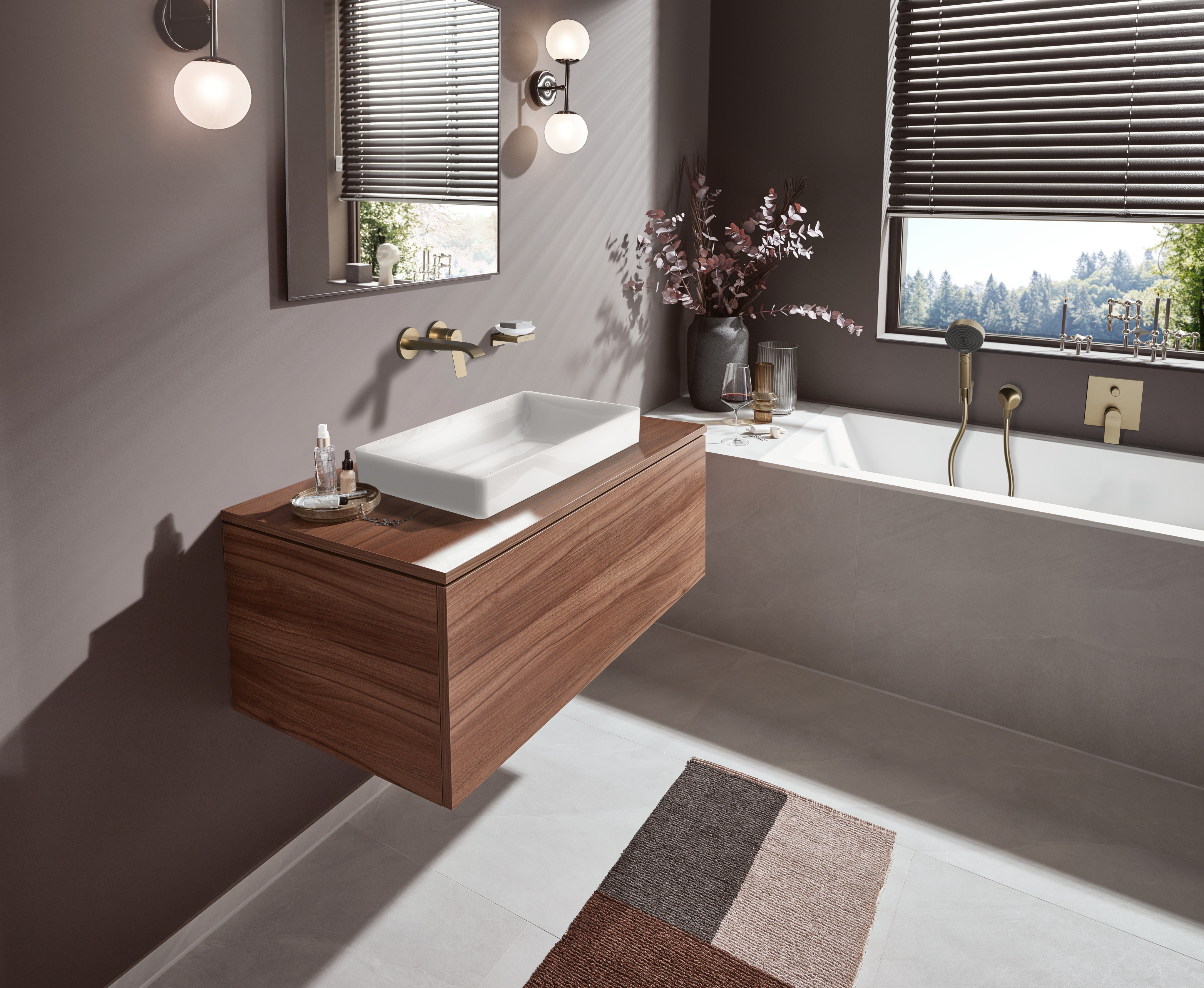 Vivenis single lever washbasin mixer concealed for wall mounting with spout 19.5 cm