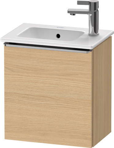 Duravit D-Neo Waschtischunterbau wandhängend mit Möbelgriff Edelstahl gebürstet