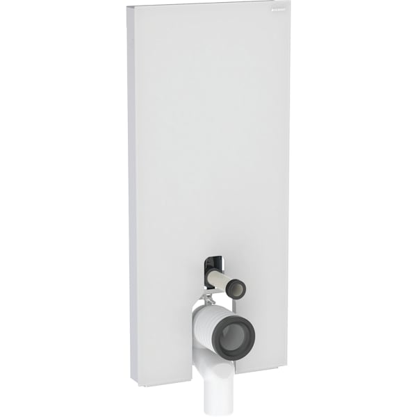 Geberit Monolith Sanitärmodul für Stand-WC 114cm, Glas weiß / Aluminium gebürstet