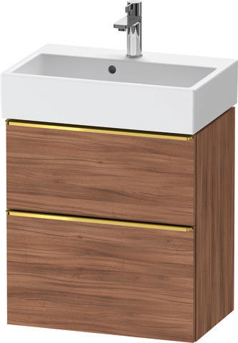 Duravit D-Neo Waschtischunterbau wandhängend mit Möbelgriff Gold poliert