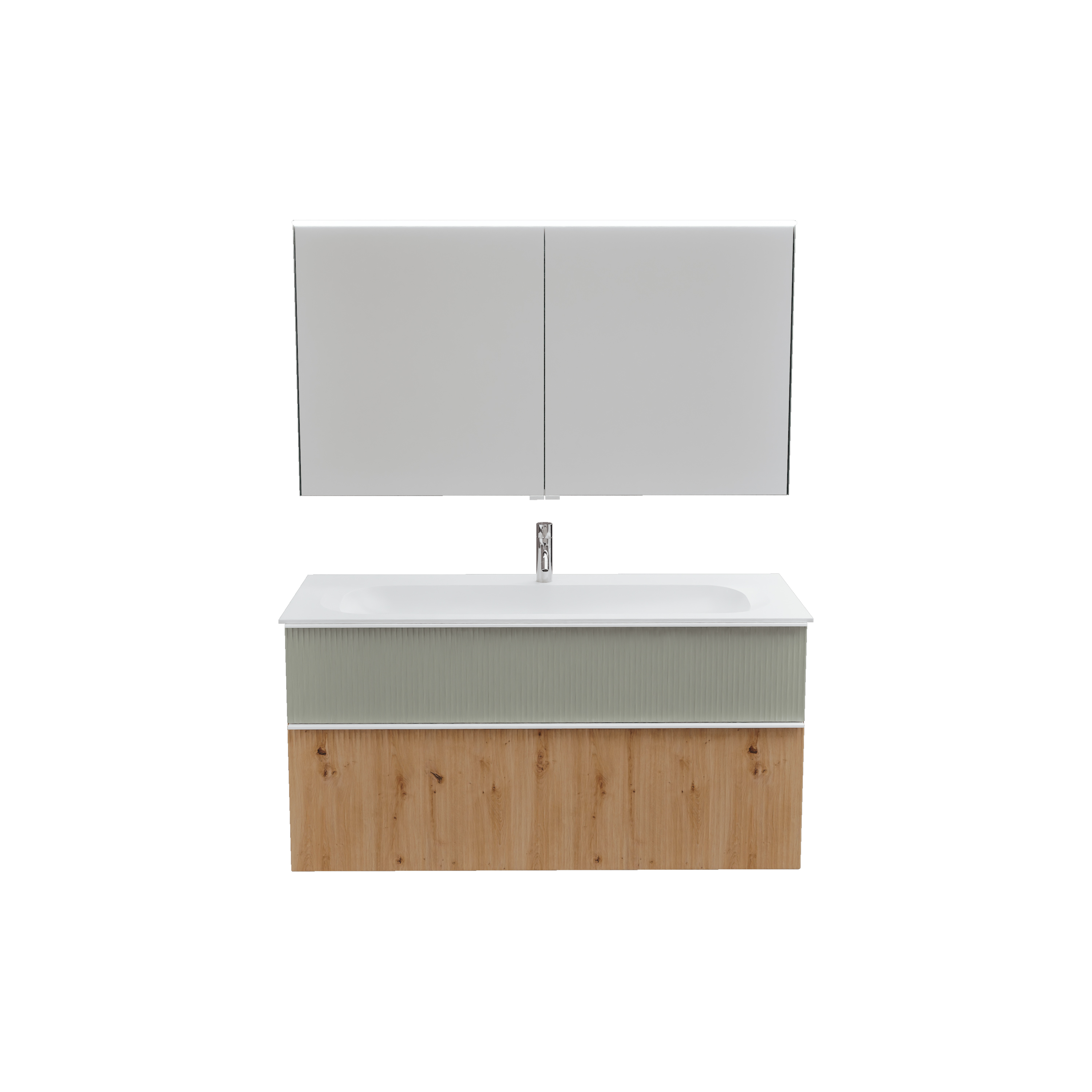 burgbad Fiumo 2.0 Badmöbel-Set 1220mm Eiche Dekor Urban, Griff Weiß Matt G0223