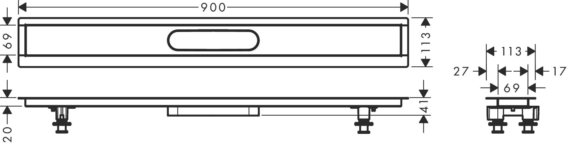 RainDrain uBox universal Installationsset 90cm für Duschrinnen