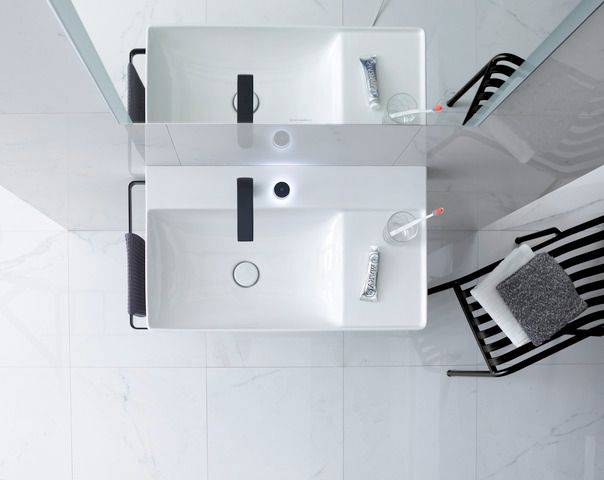 DuraSquare Waschtisch asymmetrisch, geschliffen, 800 x 470mm, mit Hahnloch