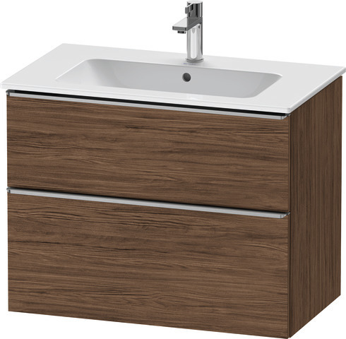 Duravit D-Neo Waschtischunterbau wandhängend mit Möbelgriff Edelstahl gebürstet