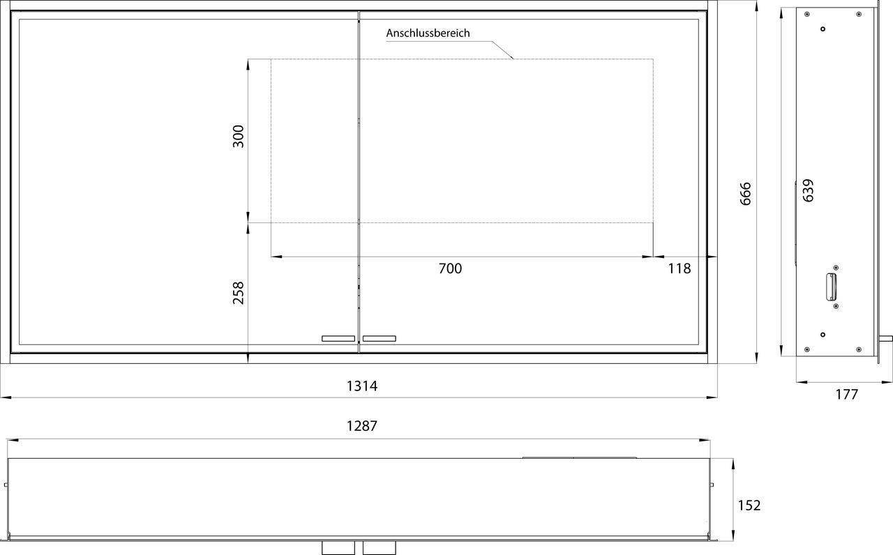 asis prestige 2 Lichtspiegelschrank Unterputzmodell, 1315mm