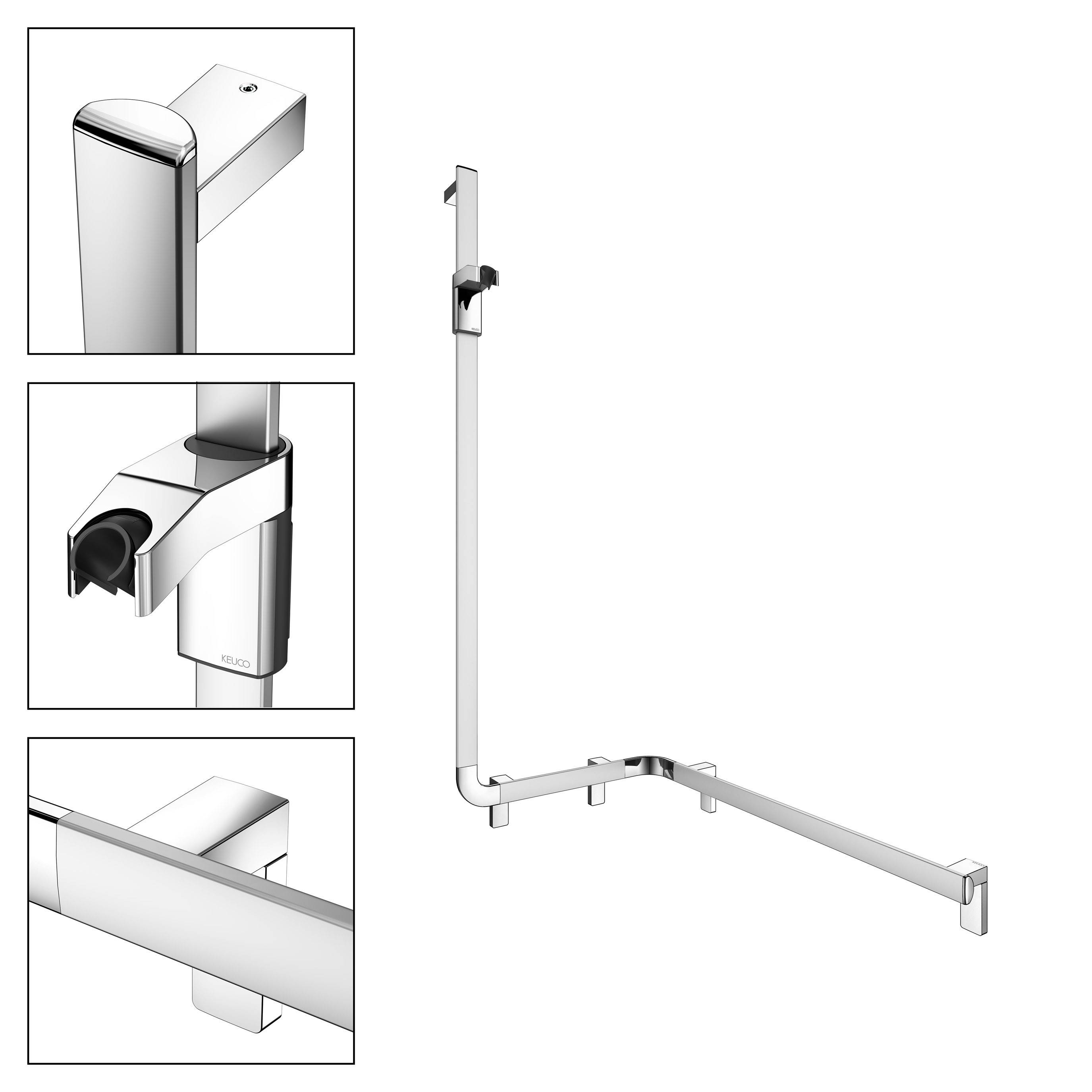 AXESS Duschhandlauf 850mm mit Brausestange, linke Ausführung