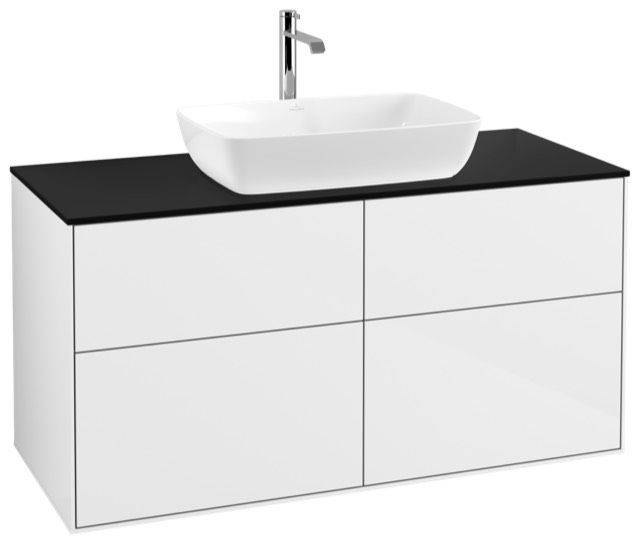 Villeroy & Boch Finion Waschtischunterschrank 1200 x 603 x 501mm, Abdeckplatte schwarz matt