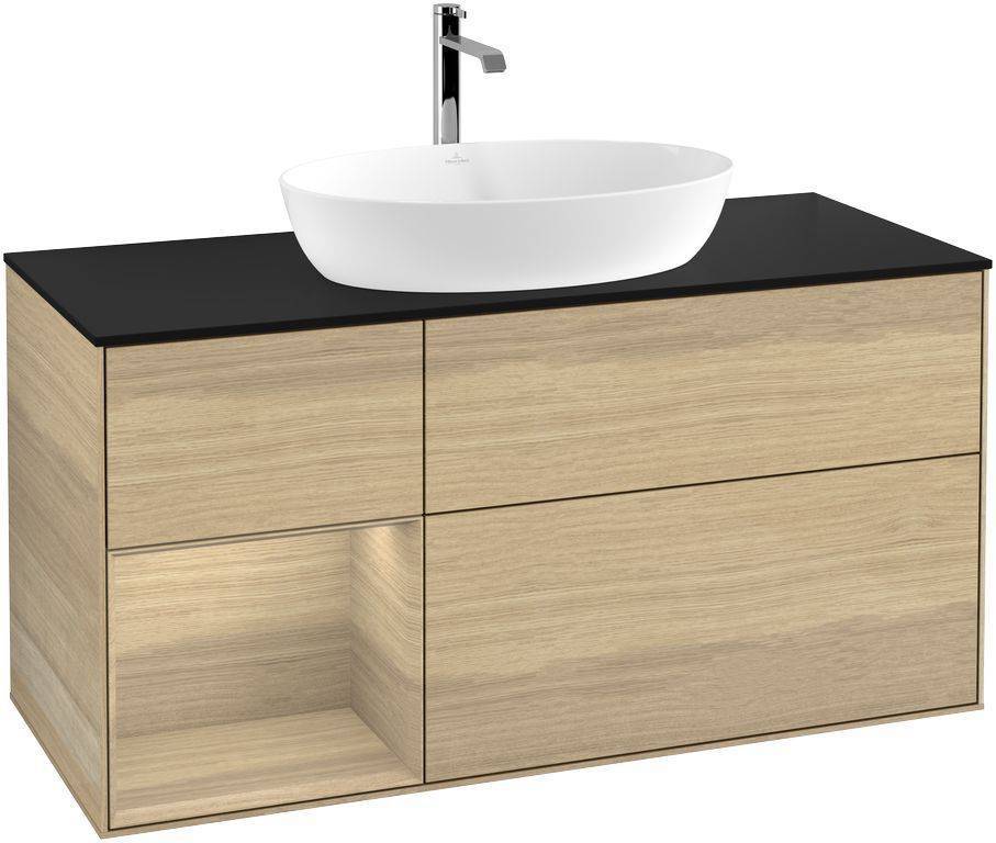 Villeroy & Boch Finion Waschtischunterschrank 1200 x 603 x 501mm, Abdeckplatte schwarz matt