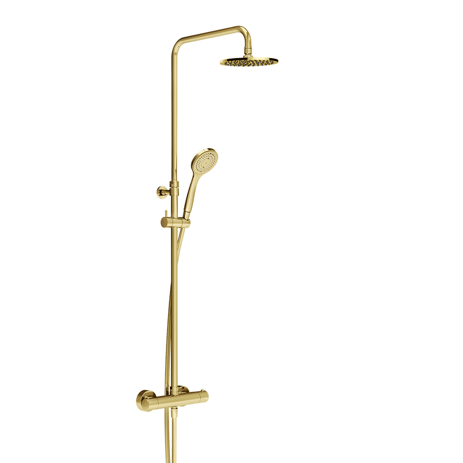 Duschsäule-Thermostat mit Antikalk-Kopfbrause Gold