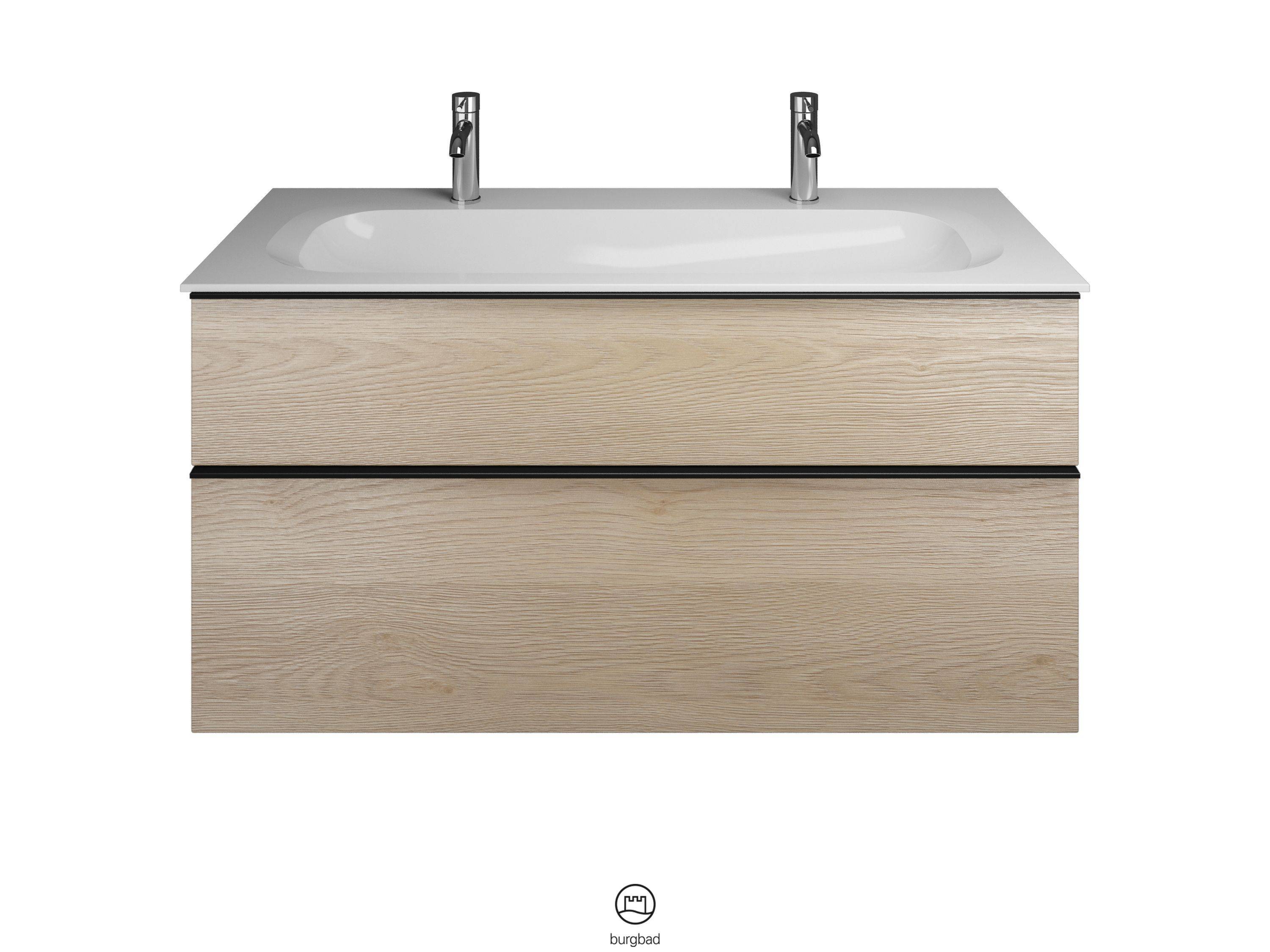 Fiumo Waschtisch mit Waschtischunterschrank SFXM122, Eiche Dekor Cashmere/Alpinweiss