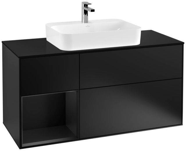 Villeroy & Boch Finion Waschtischunterschrank 1200 x 603 x 501mm, Abdeckplatte schwarz matt