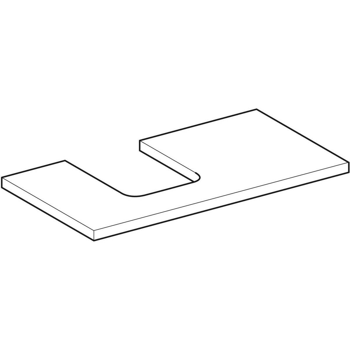 One Waschtischplatte Ausschnitt rechts, für Aufsatzwaschtisch Schalenform, 90cm