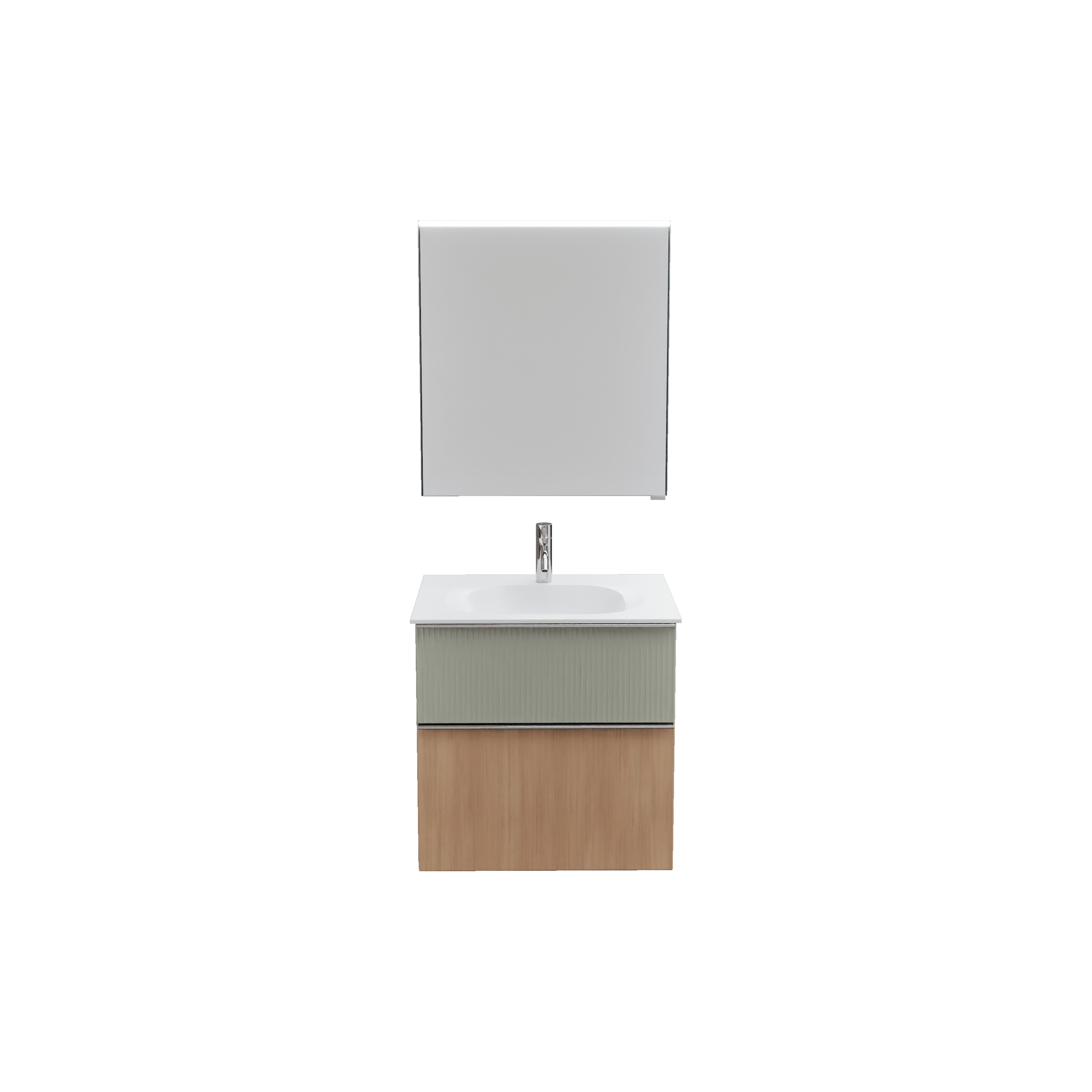 burgbad Fiumo 2.0 Badmöbel-Set 620mm Tectona Dekor Zimt, Griff Chrom G0146