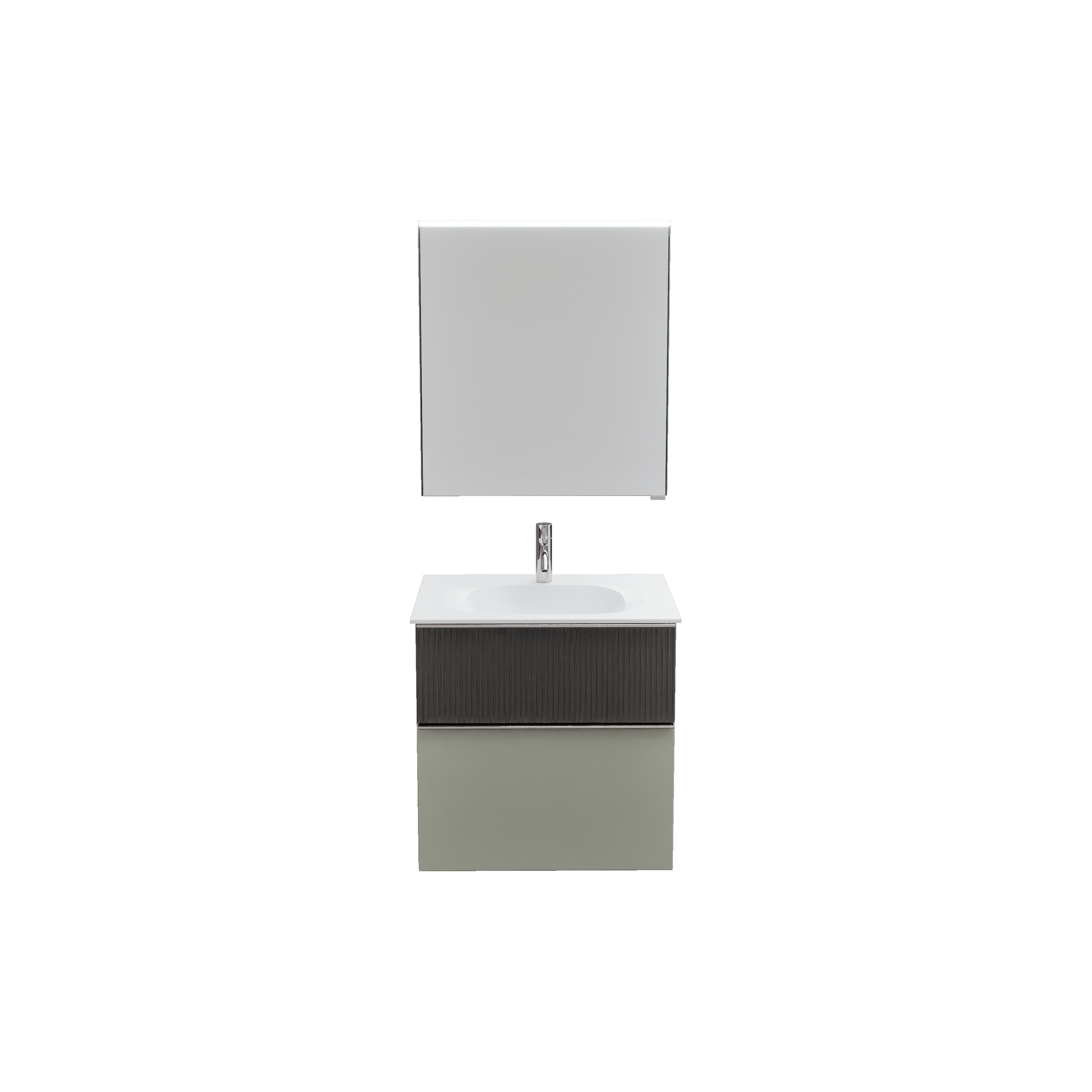 burgbad Fiumo 2.0 Badmöbel-Set 620mm Rauchgrün Softmatt, Griff Chrom G0146