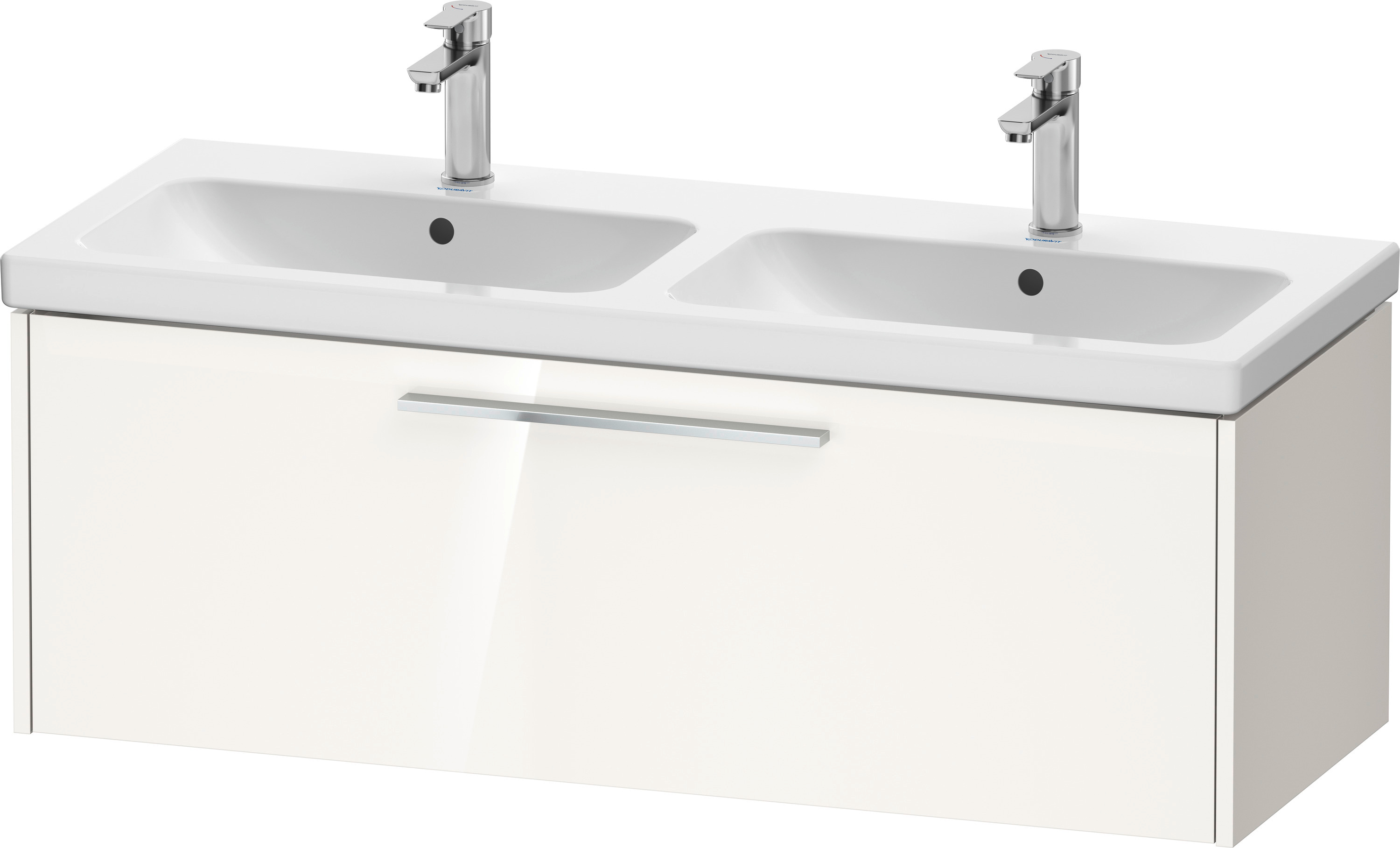 D-Code 2.0 wall-hung vanity unit, chrome handle, 1184mm