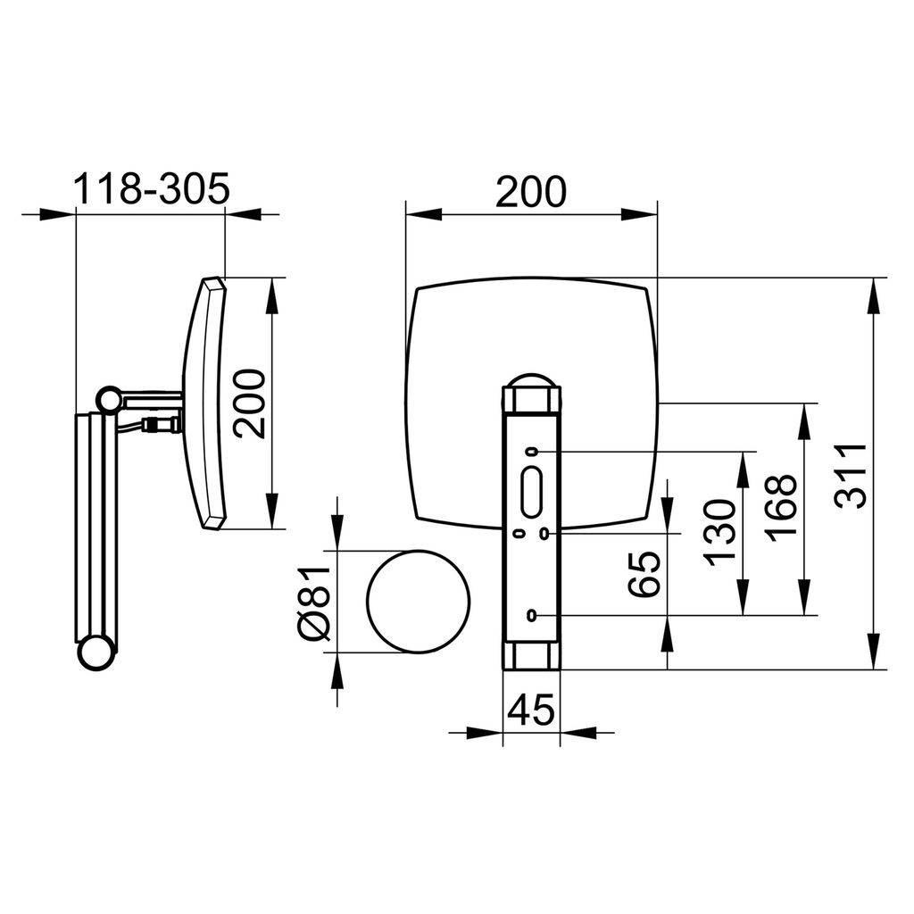 Kosmetikspiegel iLook_move, eckig, beleuchtet, 5-stufig-einstellbarer Lichtfarbe, Netzanschluss