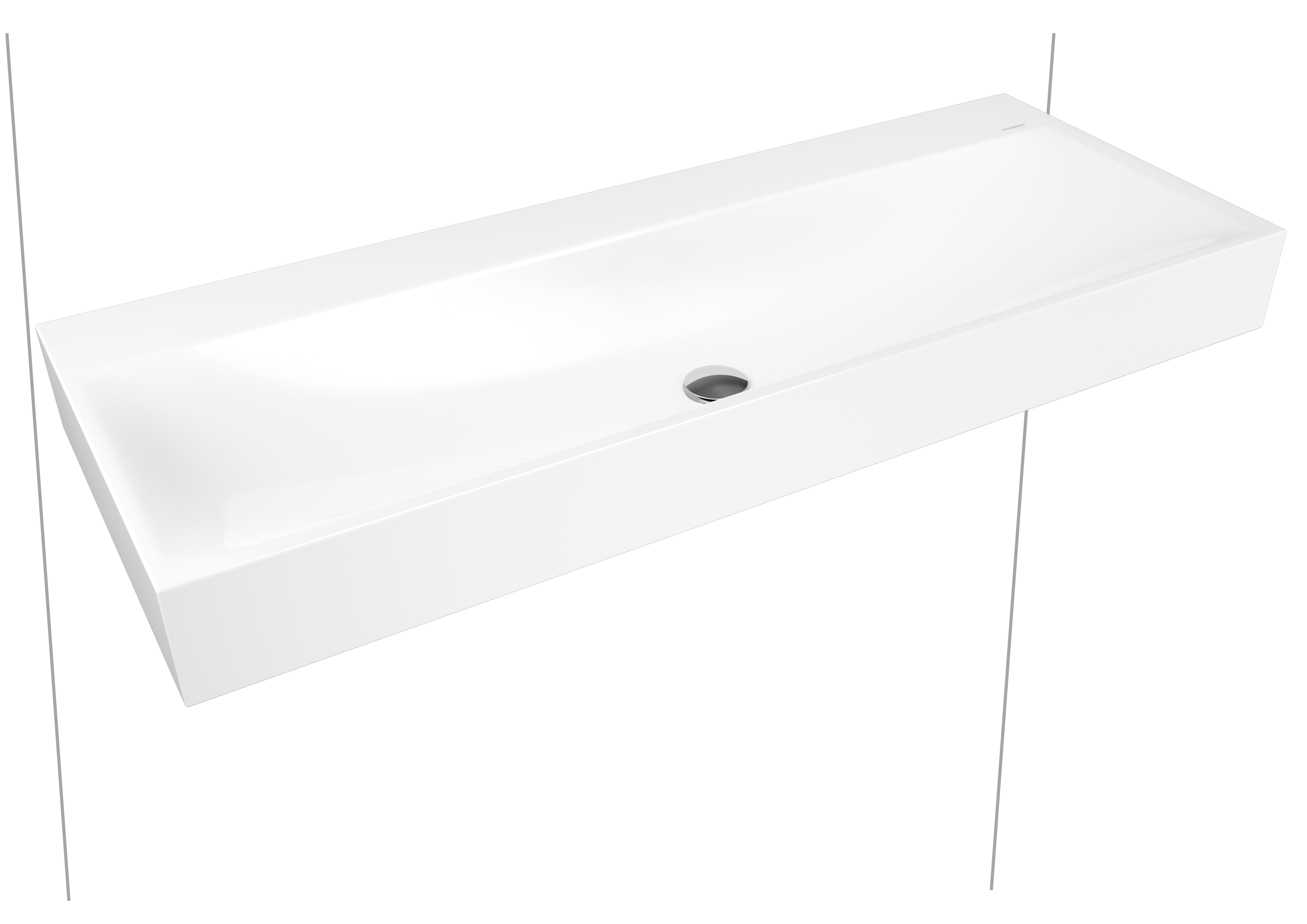 Silenio Wand-Doppel-Waschtisch; Modell 3046; 1200 x 460 x 120mm, mit 2 x 1 Hahnloch