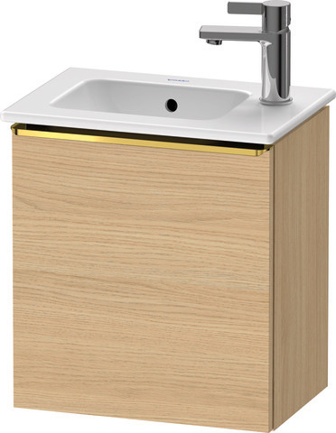 Duravit D-Neo Waschtischunterbau wandhängend mit Möbelgriff Gold poliert