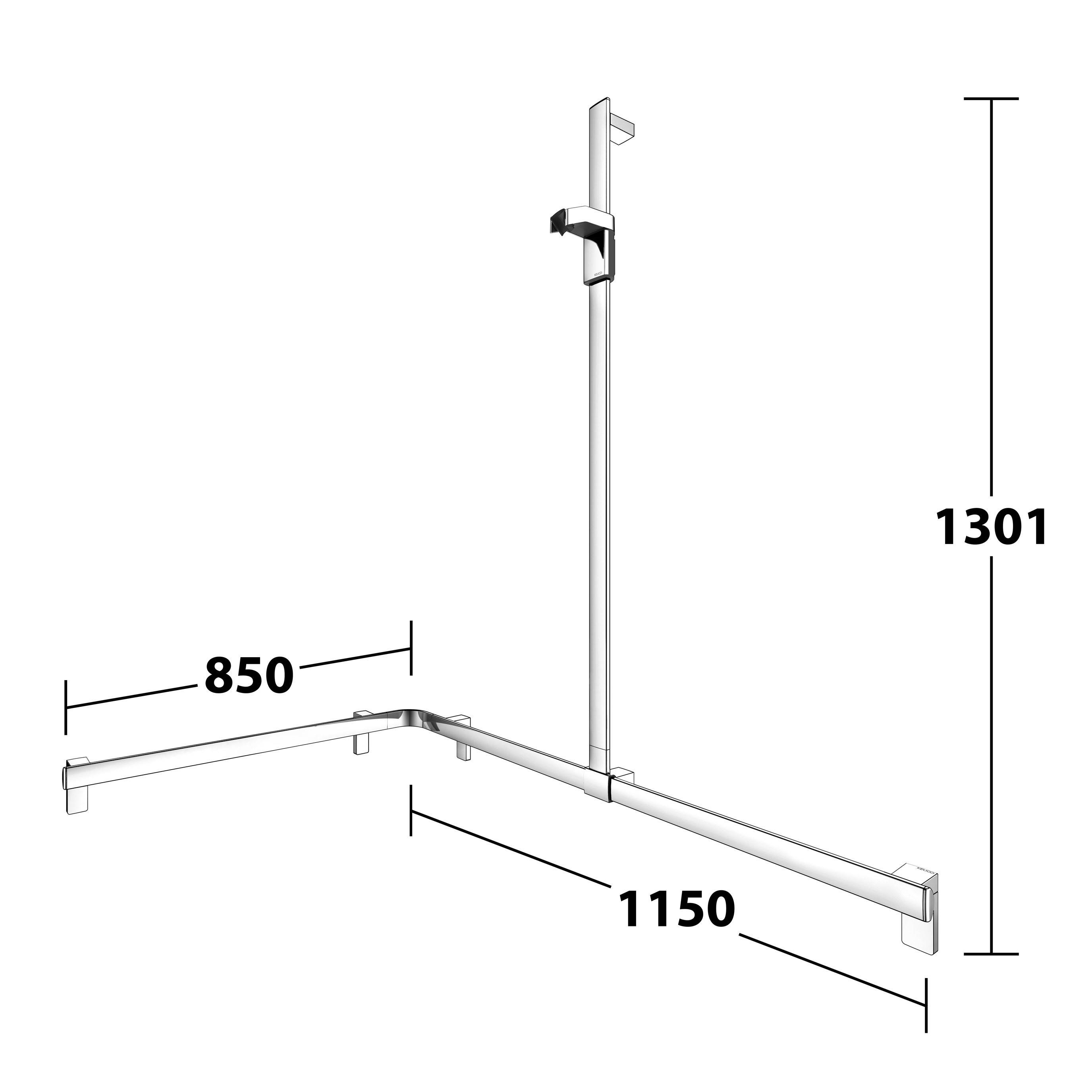 AXESS Duschhandlauf mit Brausestange rechte Ausführung 1150/850mm