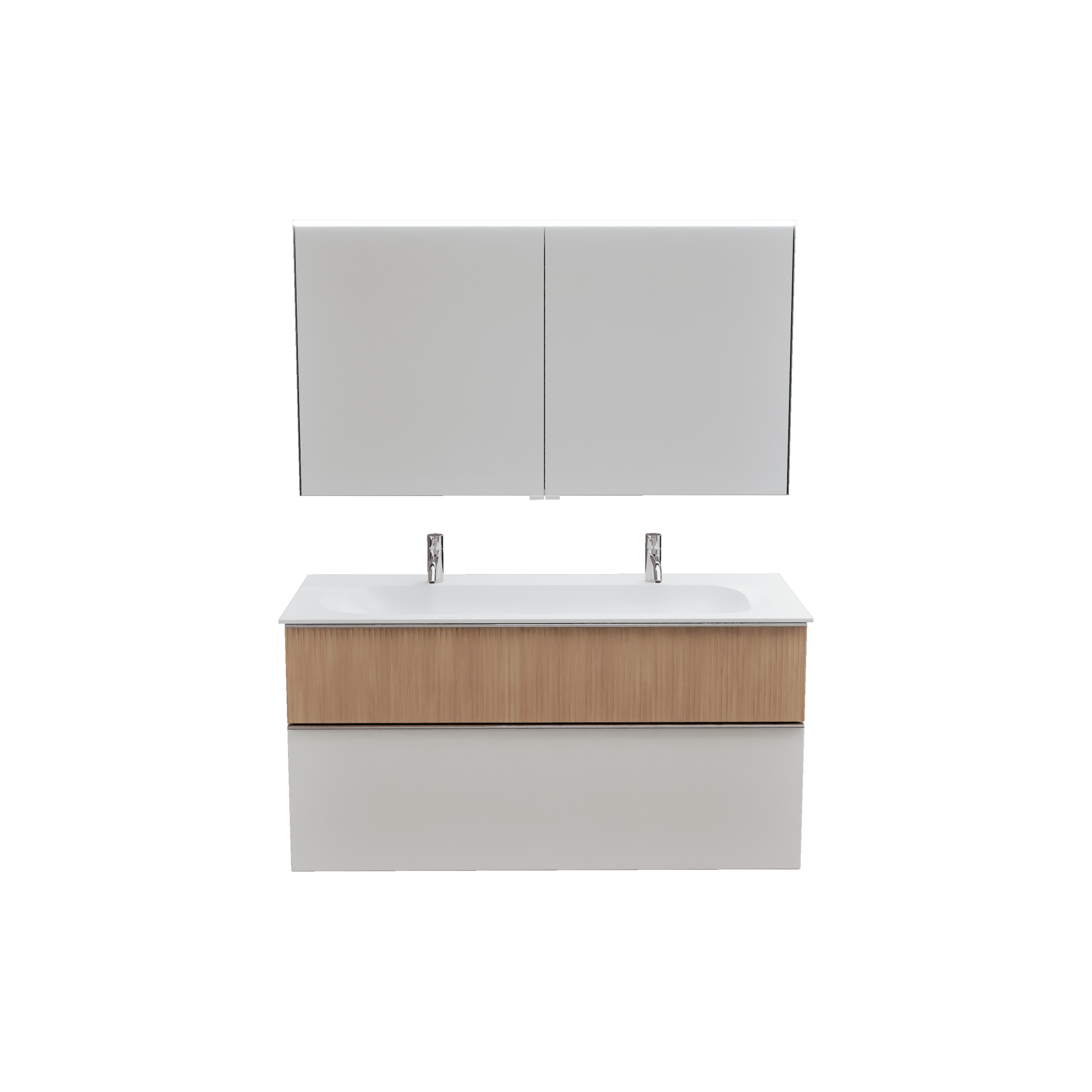 burgbad Fiumo 2.0 Badmöbel-Set 1220mm Weiß Matt, Griff Chrom G0146