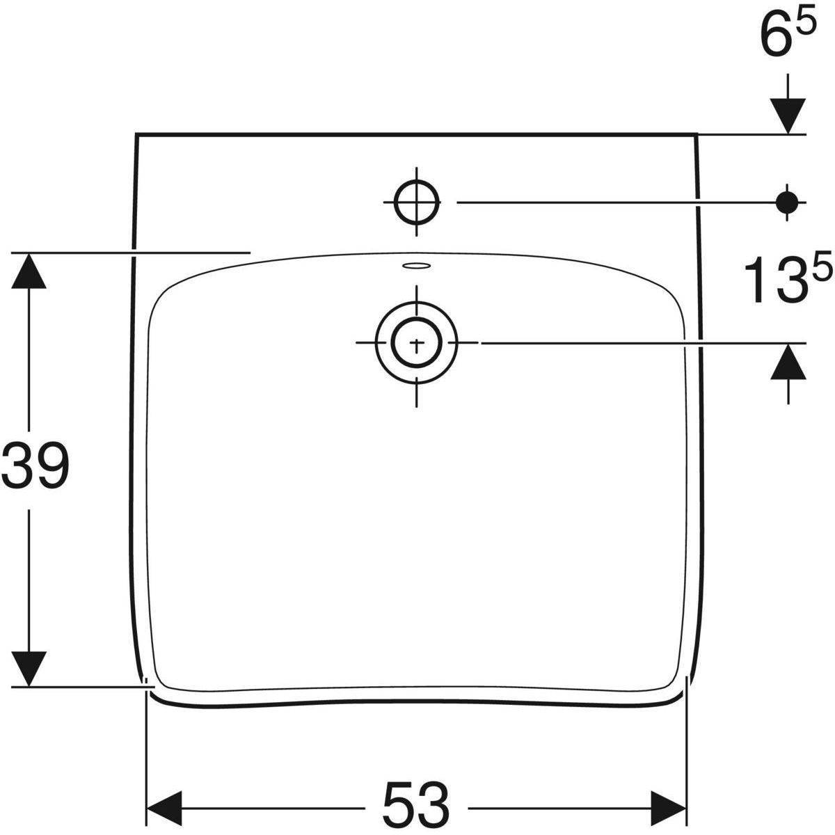 Renova Comfort Basic Waschtisch, 600 x 550mm, unterfahrbar, mit Hahnloch, mit Überlauf