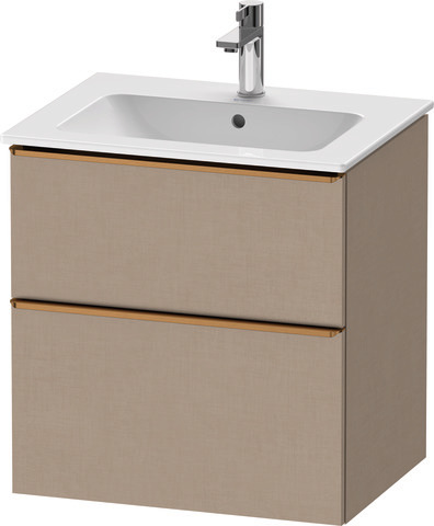 Duravit D-Neo Waschtischunterbau wandhängend mit Möbelgriff Bronze gebürstet