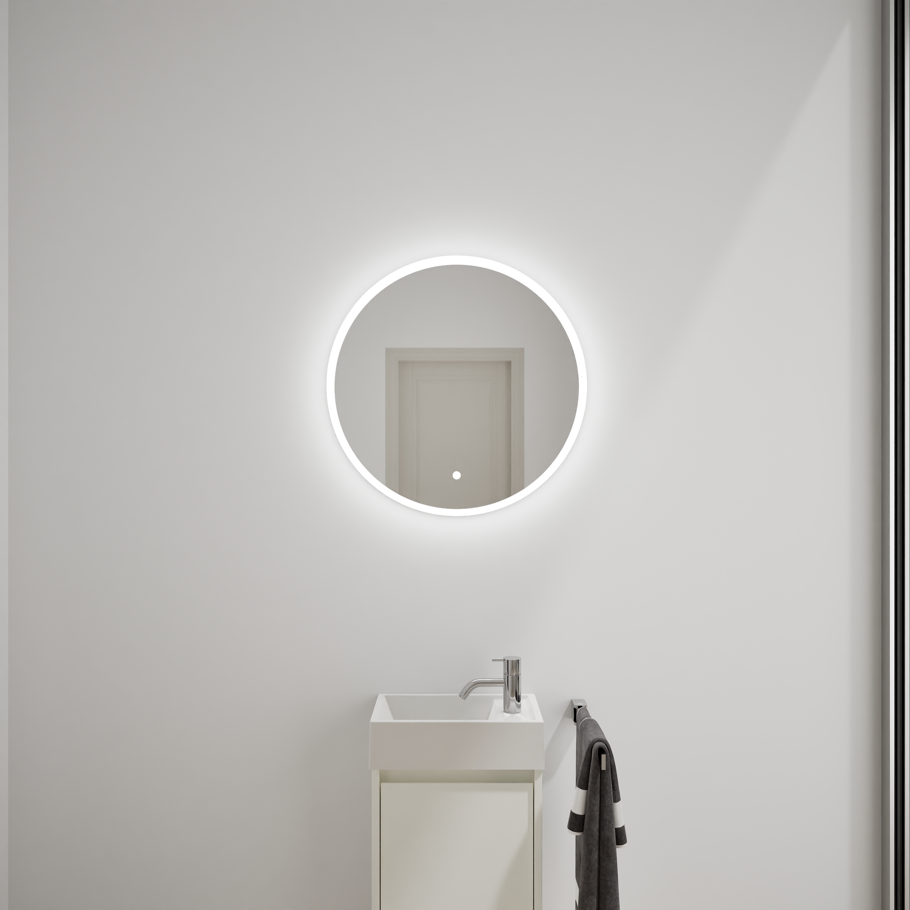 Devio Spiegel mit LED-Beleuchtung Weiß Matt