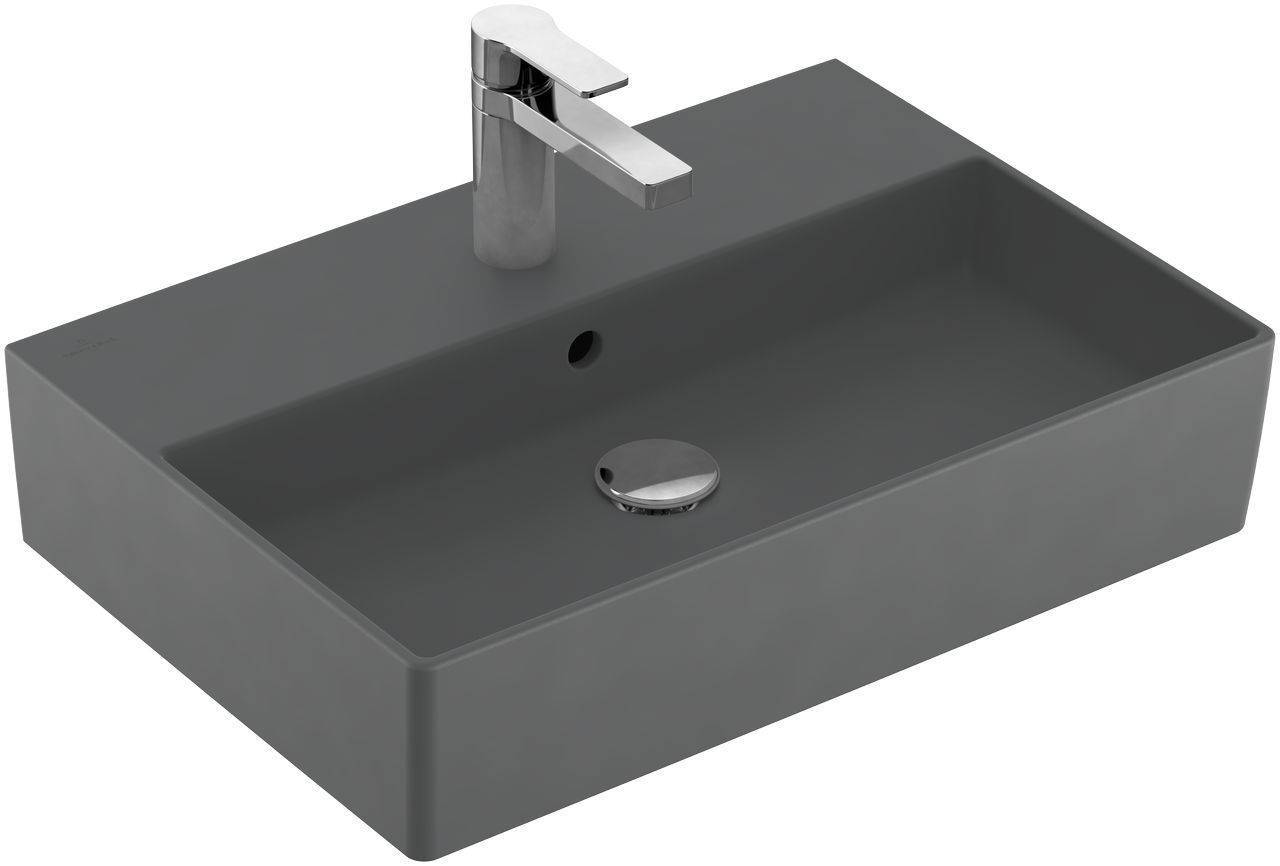 Villeroy & Boch Memento 2.0 Waschtisch, Unterseite geschliffen, 600 x 420mm, mit Hahnloch, mit Überlauf