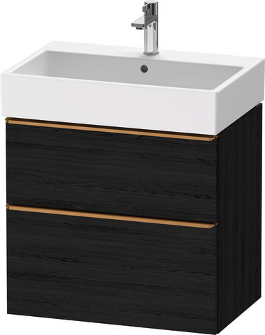 Duravit D-Neo Waschtischunterbau wandhängend mit Möbelgriff Bronze gebürstet