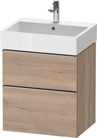 Duravit D-Neo Waschtischunterbau wandhängend mit Möbelgriff Edelstahl gebürstet
