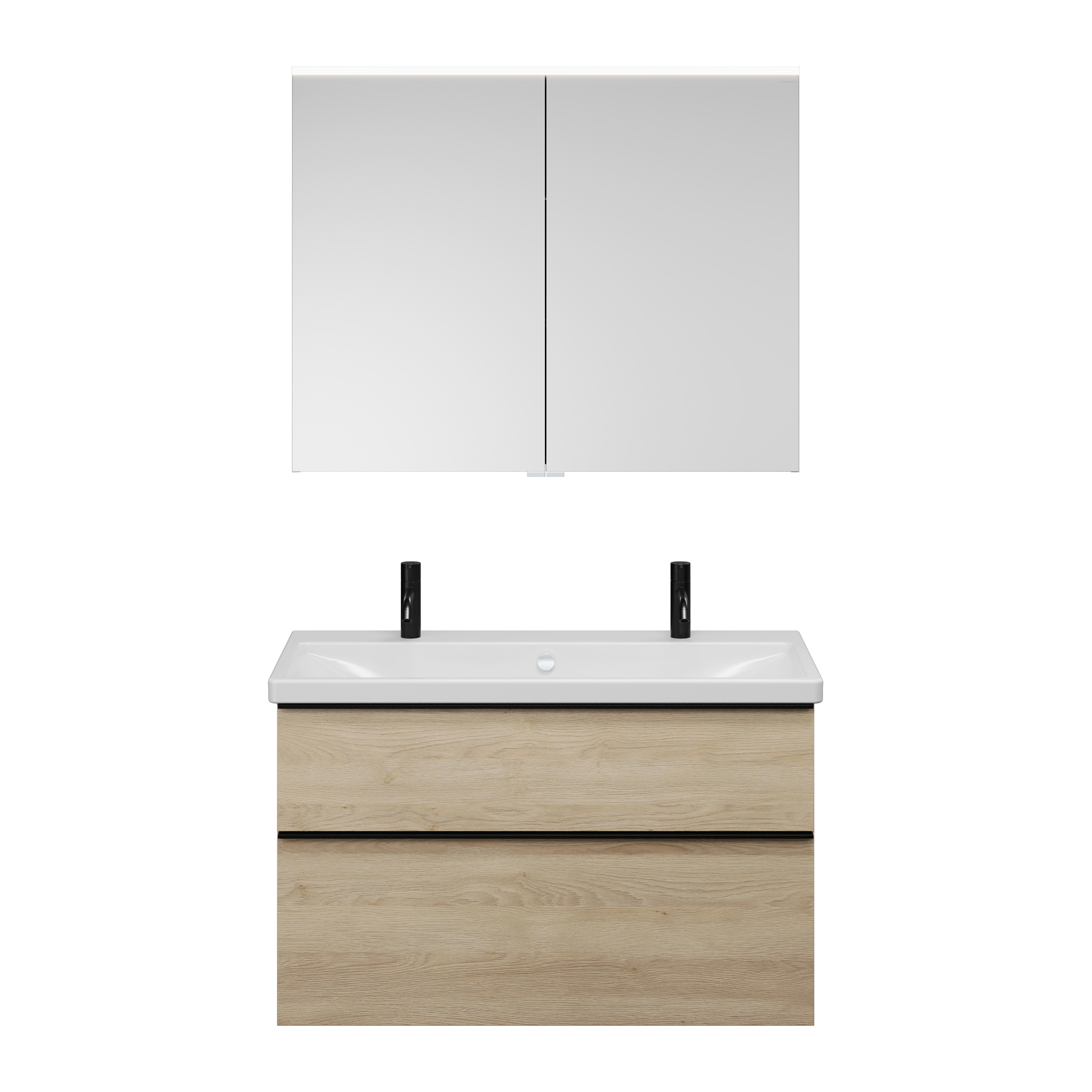 burgbad Eqio Badmöbel-Set SFAO103 Eiche Dekor Cashmere/Alpinweiss
