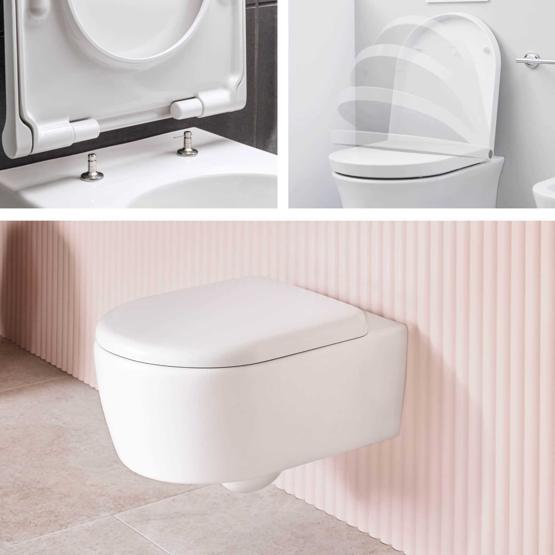 WC-Sitze in verschiedenen Ansichten.