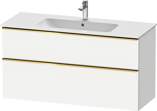 D-Neo Waschtischunterbau wandhängend mit Möbelgriff Gold poliert