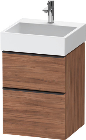 Duravit D-Neo Waschtischunterbau wandhängend mit Möbelgriff Diamantschwarz