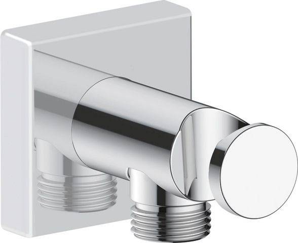 Wall connection elbow with shower holder with square rosette