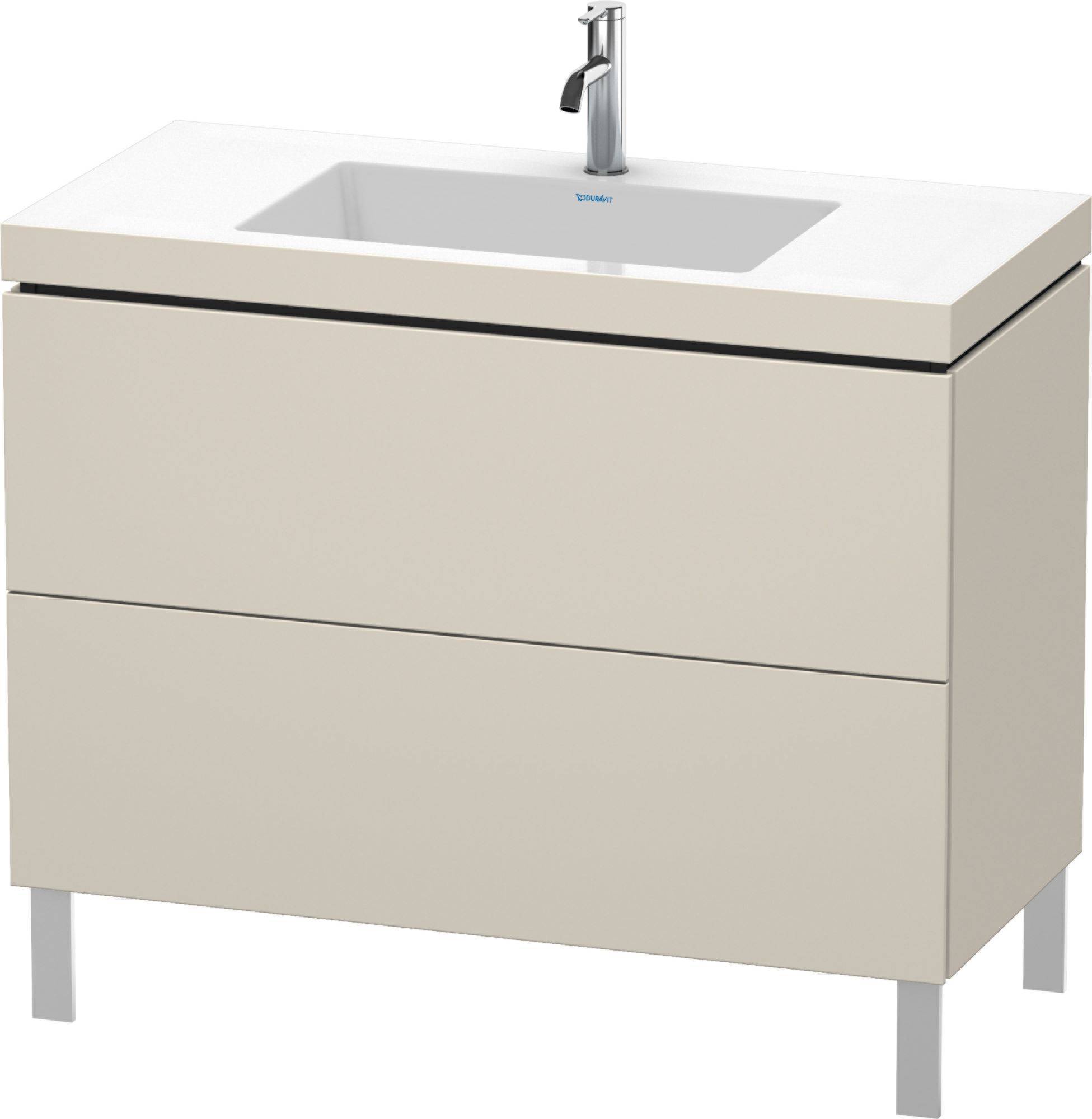 Duravit L-Cube Möbelwaschtisch c-bonded mit Unterbau bodenstehend, LC6938O, 1000 x 480mm, 2 Schubkästen