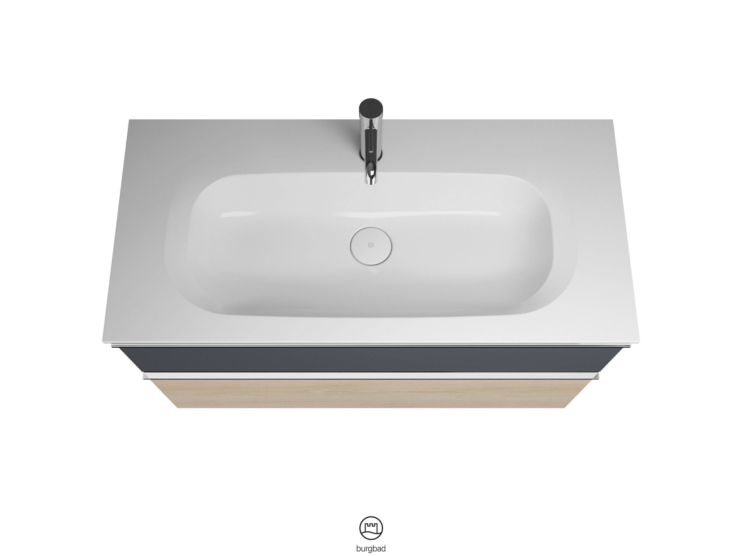 burgbad Fiumo Waschtisch mit Waschtischunterschrank Eiche Dekor Cashmere/graphit softmatt