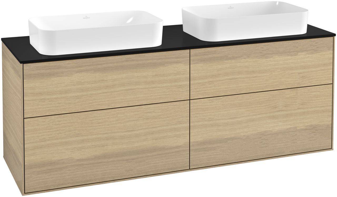 Finion Waschtischunterschrank  1600 x 603 x 501mm, Abdeckplatte schwarz matt