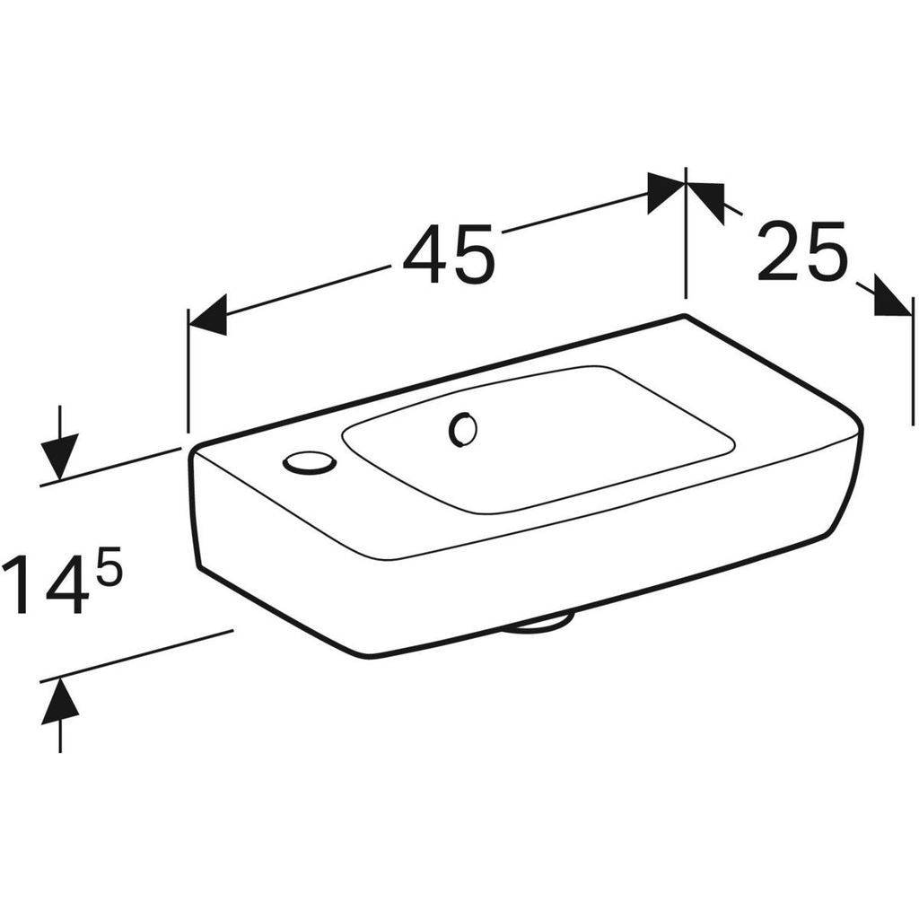Renova Compact Handwaschbecken, mit Hahnloch links, mit Überlauf