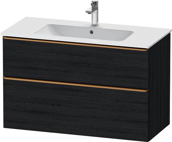 Duravit D-Neo Waschtischunterbau wandhängend mit Möbelgriff Bronze gebürstet