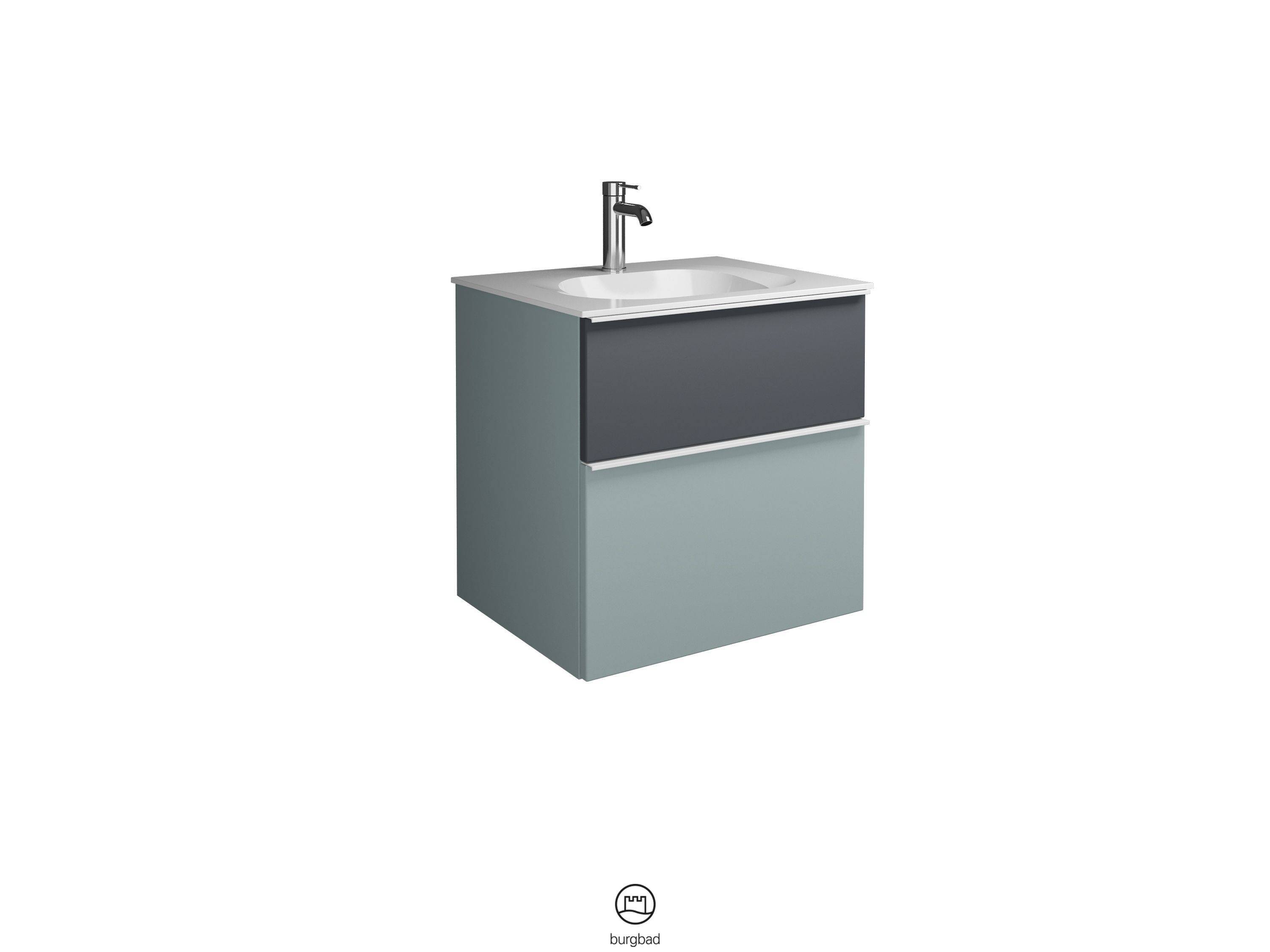 burgbad Fiumo Waschtisch mit Waschtischunterschrank Eisblau Softmatt/graphit softmatt