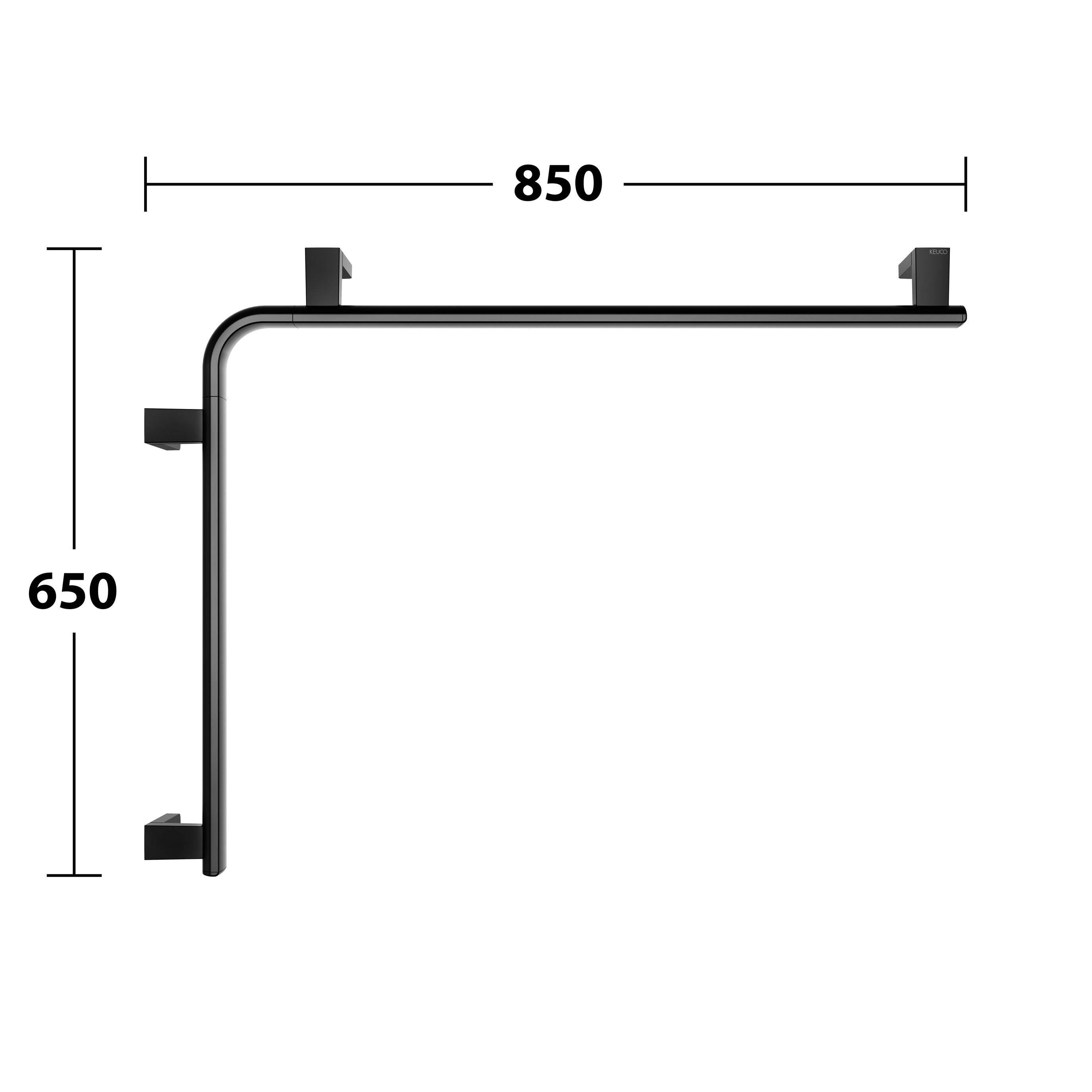 AXESS Eck-Dusch-/Wannenhandlauf aus Metall 65 x 85cm